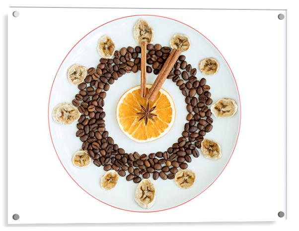 Grains of roasted coffee, mugs of dried orange and Acrylic by Sergii Petruk