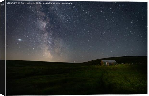 Milkyway over Blaenmethan Dipping tub Canvas Print by Sorcha Lewis