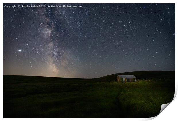 Milkyway over Blaenmethan Dipping tub Print by Sorcha Lewis