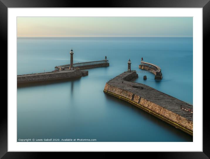 Calm Waters, Whitby Pier  Framed Mounted Print by Lewis Gabell