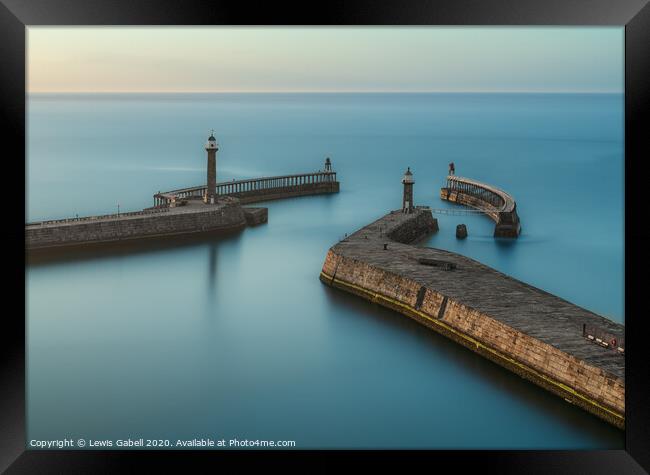 Calm Waters, Whitby Pier  Framed Print by Lewis Gabell