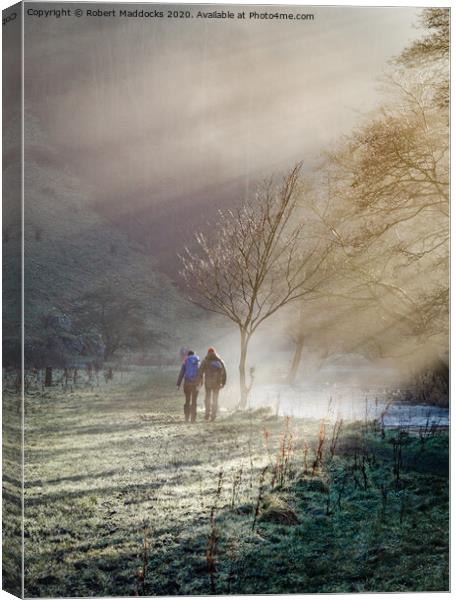 Misty morning walk in Wolfscote Dale Canvas Print by Robert Maddocks