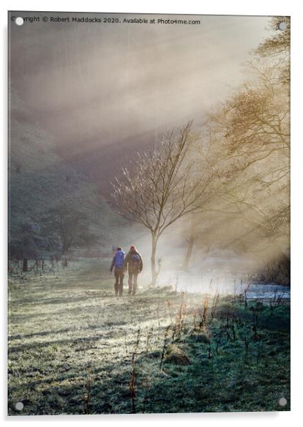 Misty morning walk in Wolfscote Dale Acrylic by Robert Maddocks