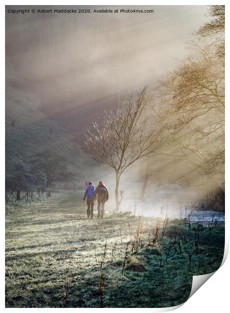 Misty morning walk in Wolfscote Dale Print by Robert Maddocks