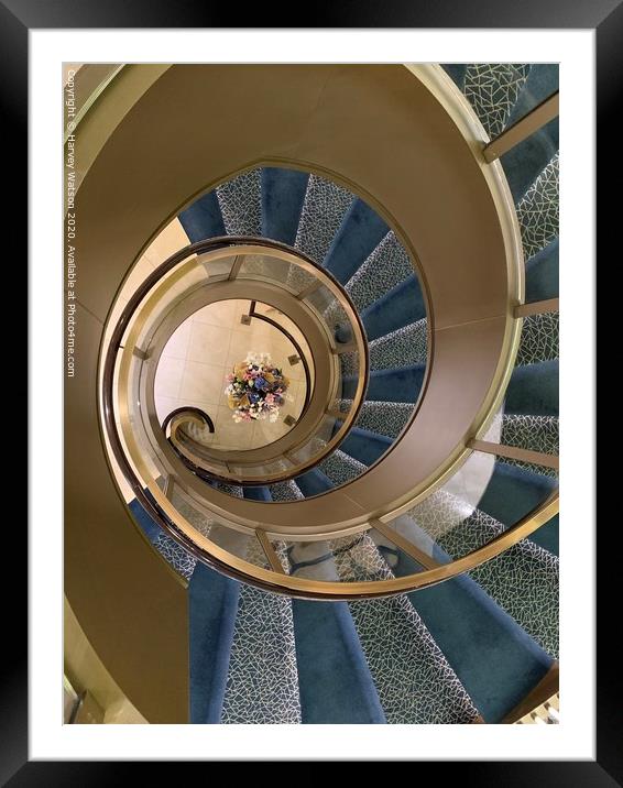 The spiral staircase  Framed Mounted Print by Harvey Watson