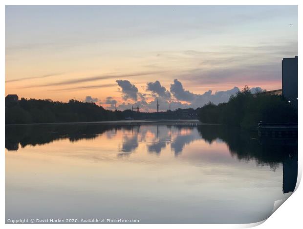River Tees sunrise Print by David Harker