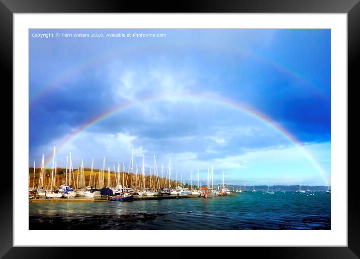 Mylor Harbour Rainbow Framed Mounted Print by Terri Waters