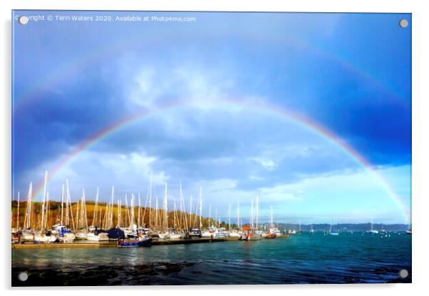 Mylor Harbour Rainbow Acrylic by Terri Waters
