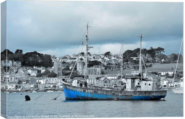 The Blue Trawler - Fowey, Cornwall Canvas Print by Neil Mottershead