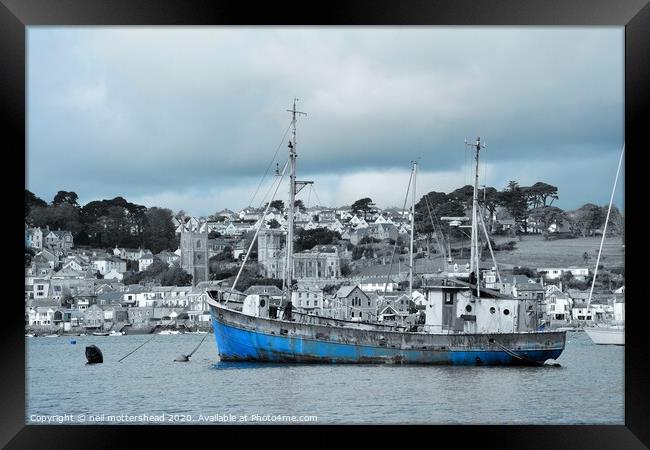 The Blue Trawler - Fowey, Cornwall Framed Print by Neil Mottershead