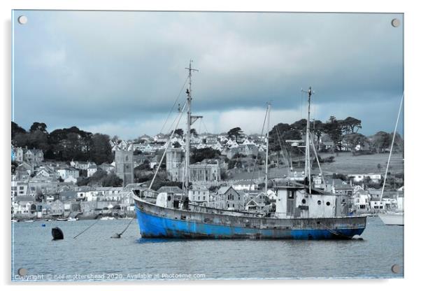 The Blue Trawler - Fowey, Cornwall Acrylic by Neil Mottershead