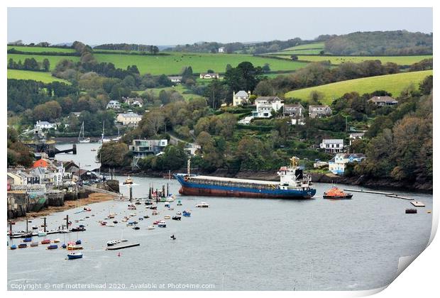 Almost Aground! - Fowey Harbour, Cornwall Print by Neil Mottershead