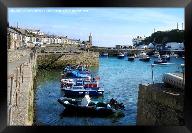 Harbourside View of Porthleven Framed Print by Terri Waters