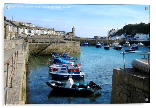 Harbourside View of Porthleven Acrylic by Terri Waters