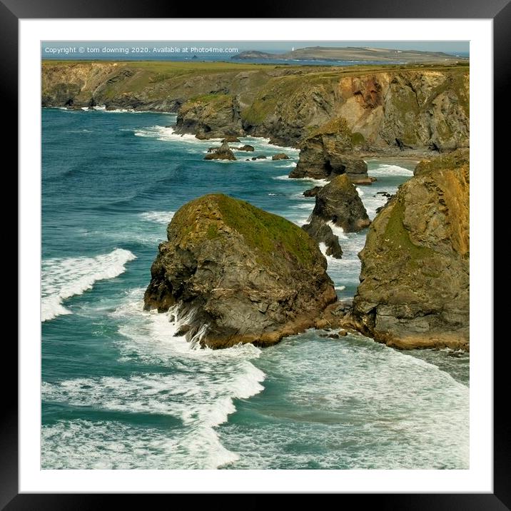 Bedruthan stacks Framed Mounted Print by tom downing