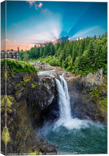 Snoqualmie Falls with Sunlight Canvas Print by Darryl Brooks