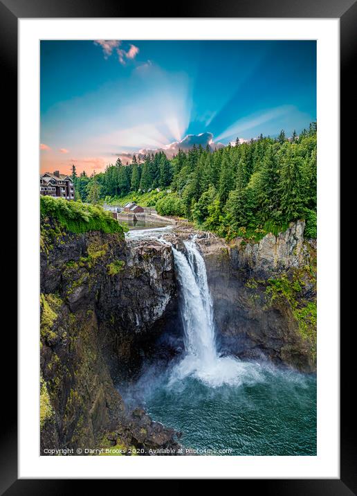 Snoqualmie Falls with Sunlight Framed Mounted Print by Darryl Brooks