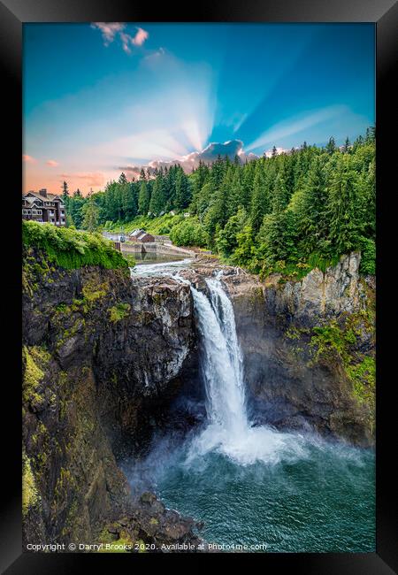 Snoqualmie Falls with Sunlight Framed Print by Darryl Brooks