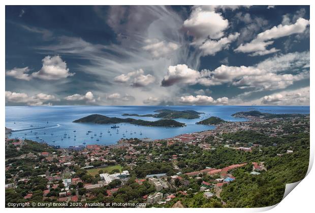 St Thomas Bay from Mountains Print by Darryl Brooks