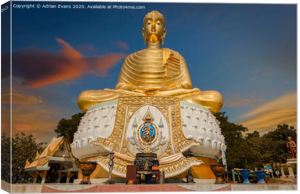 Golden Buddha Tang Sai Temple Thailand  Canvas Print by Adrian Evans