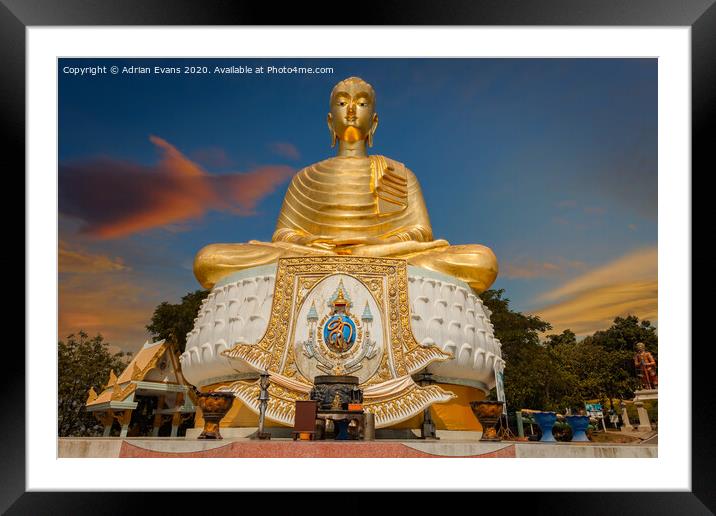 Golden Buddha Tang Sai Temple Thailand  Framed Mounted Print by Adrian Evans