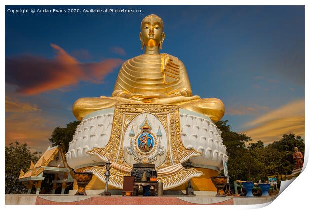Golden Buddha Tang Sai Temple Thailand  Print by Adrian Evans