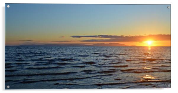 A lovely sunset over the Isle of Arran Acrylic by Allan Durward Photography