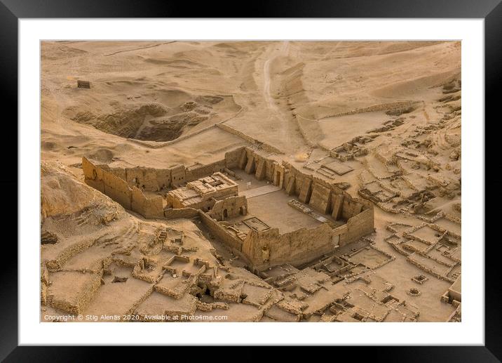 A temple among the ruins at the village of the Workers at Deir El-Medina Framed Mounted Print by Stig Alenäs