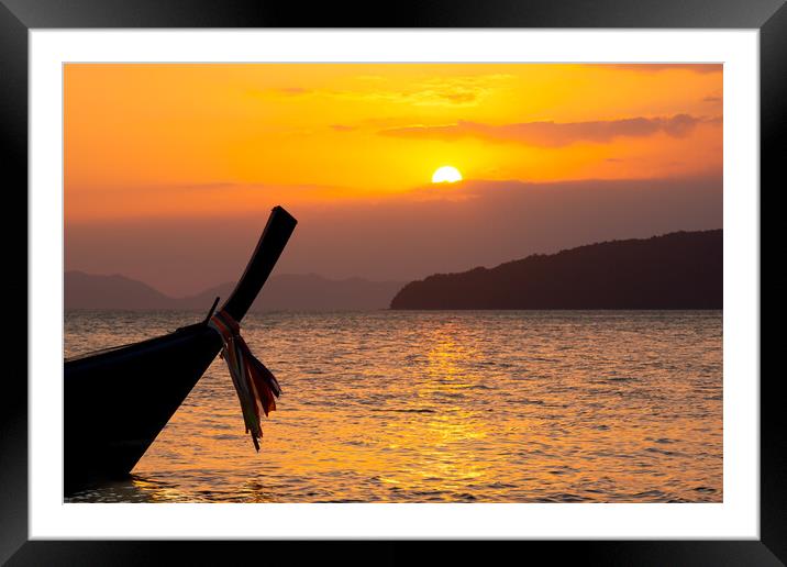 Golden sunset over a tropical sea Framed Mounted Print by Jordan Jelev