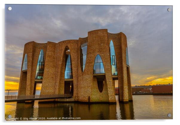 New iconic building in Vejle harbor Acrylic by Stig Alenäs