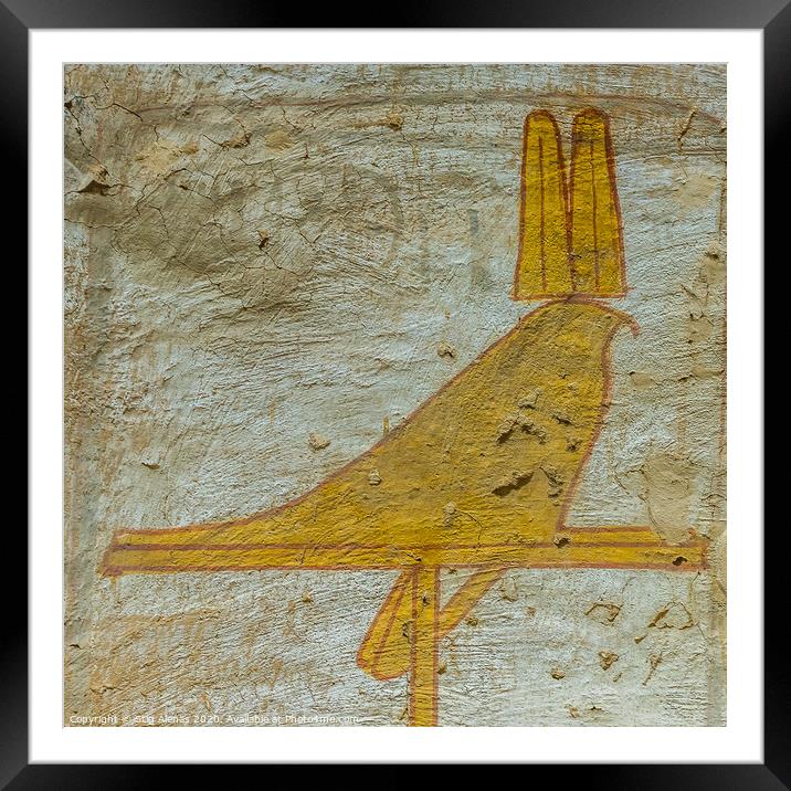 The falcon of Horus, a wall-painting in the valley of the kings Framed Mounted Print by Stig Alenäs
