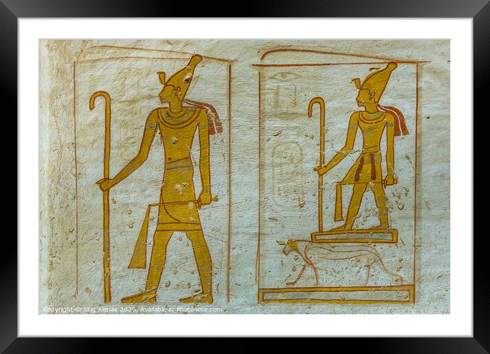 Wallpainting of the egyptian god Osiris  Framed Mounted Print by Stig Alenäs