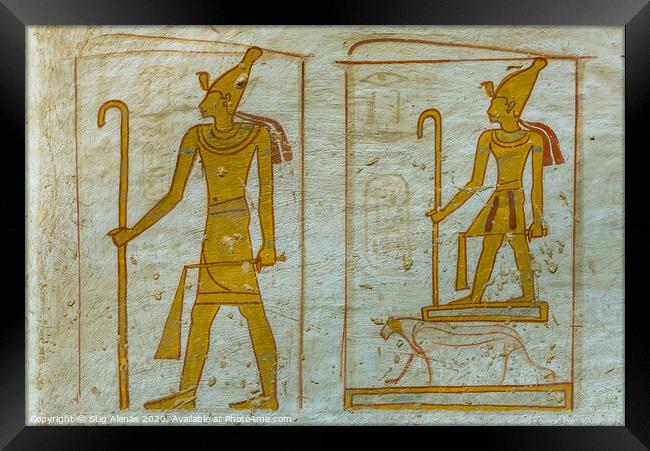 Wallpainting of the egyptian god Osiris  Framed Print by Stig Alenäs