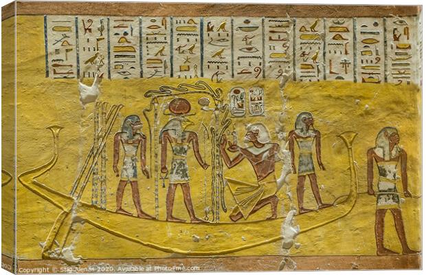 Ancient egyptian wall-painting in the interior of a tomb in the valley of the kings Canvas Print by Stig Alenäs