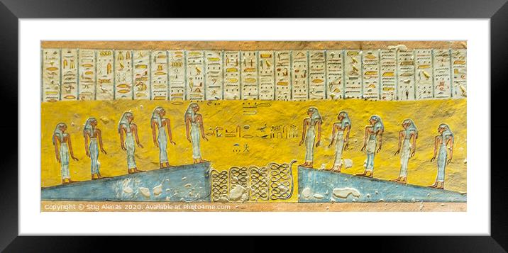 Ancient egyptian mural of  ten girls  Framed Mounted Print by Stig Alenäs