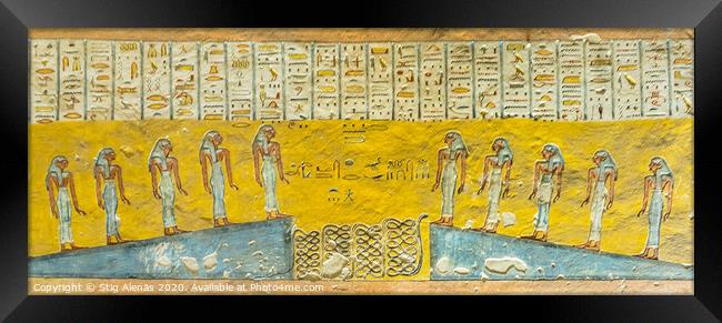 Ancient egyptian mural of  ten girls  Framed Print by Stig Alenäs
