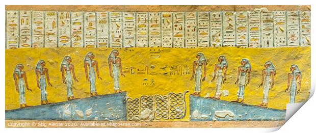 Ancient egyptian mural of  ten girls  Print by Stig Alenäs