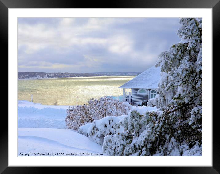 A Cold Winter Day   Atlantic Ocean Framed Mounted Print by Elaine Manley