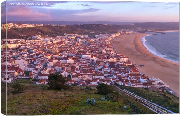 Nazare overview at sunset Canvas Print by Angelo DeVal