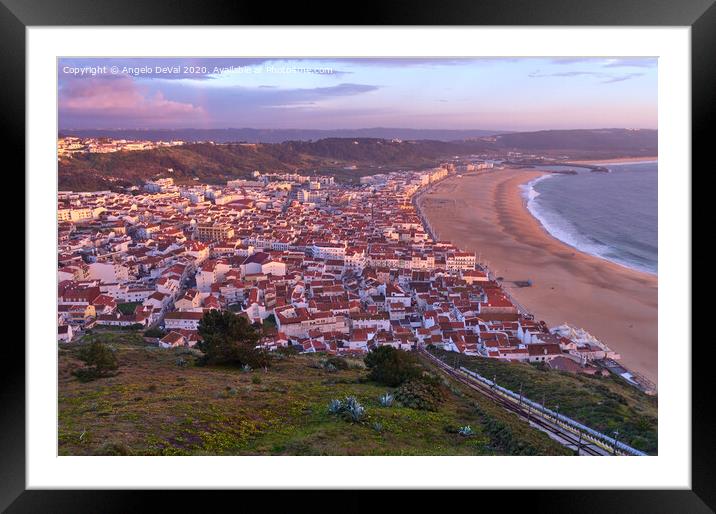 Nazare overview at sunset Framed Mounted Print by Angelo DeVal