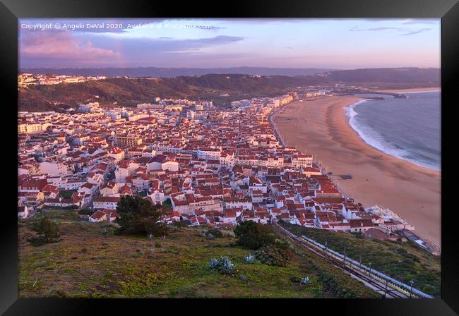 Nazare overview at sunset Framed Print by Angelo DeVal