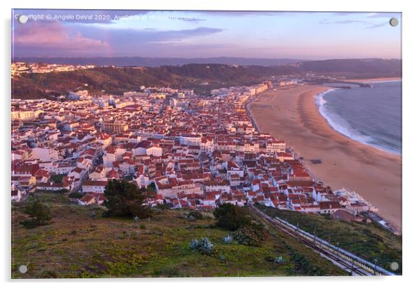 Nazare overview at sunset Acrylic by Angelo DeVal