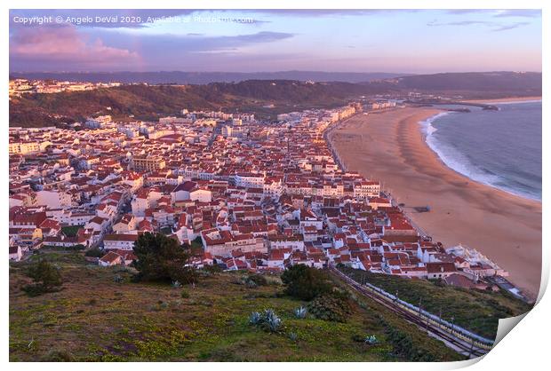 Nazare overview at sunset Print by Angelo DeVal