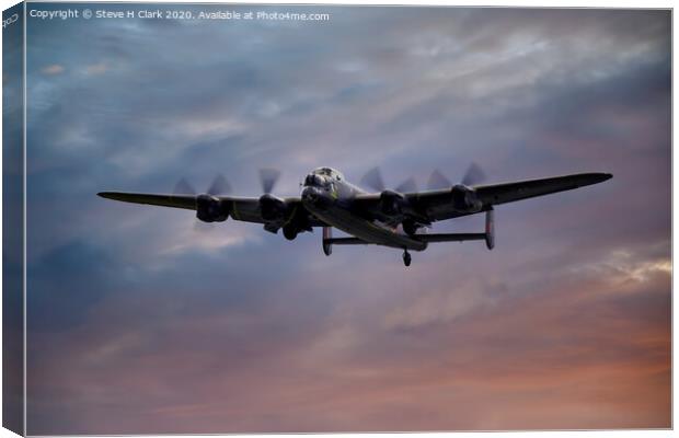 Avro Lancaster at Sunset Canvas Print by Steve H Clark