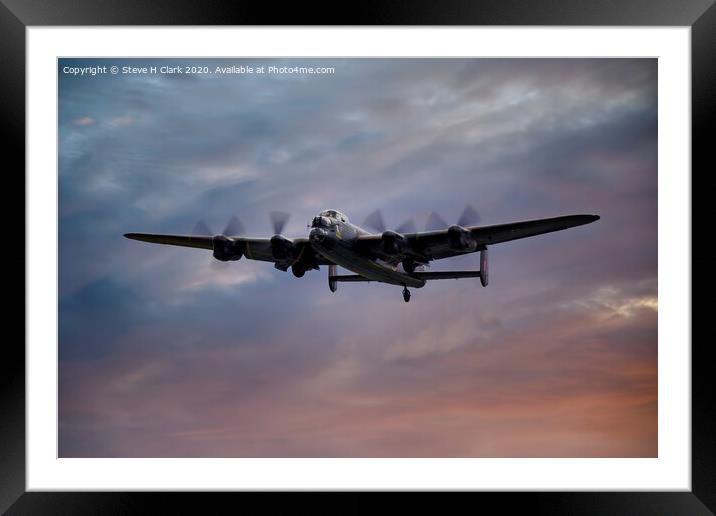 Avro Lancaster at Sunset Framed Mounted Print by Steve H Clark