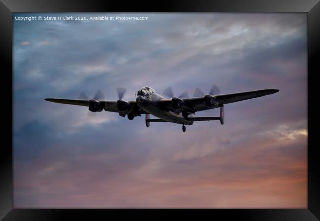 Avro Lancaster at Sunset Framed Print by Steve H Clark