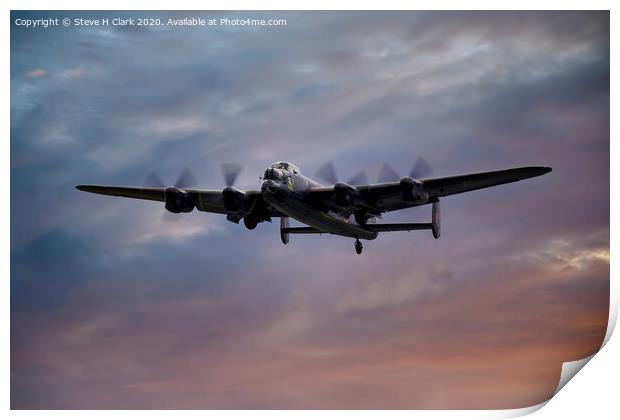 Avro Lancaster at Sunset Print by Steve H Clark