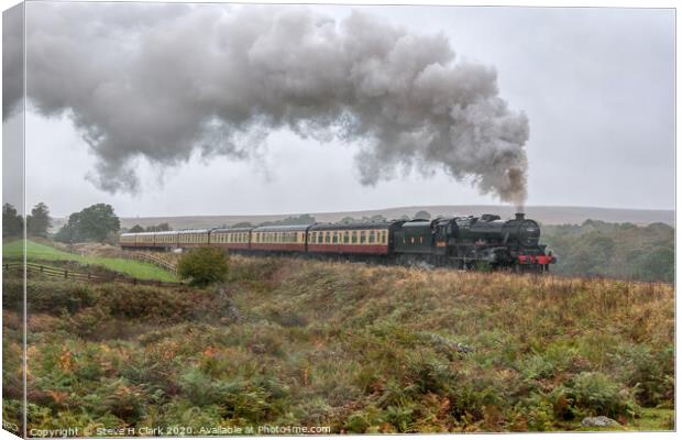 LMS Black 5 Number 5828 on a Misty Day on the Moor Canvas Print by Steve H Clark