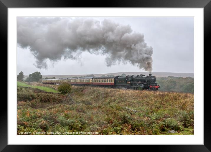 LMS Black 5 Number 5828 on a Misty Day on the Moor Framed Mounted Print by Steve H Clark