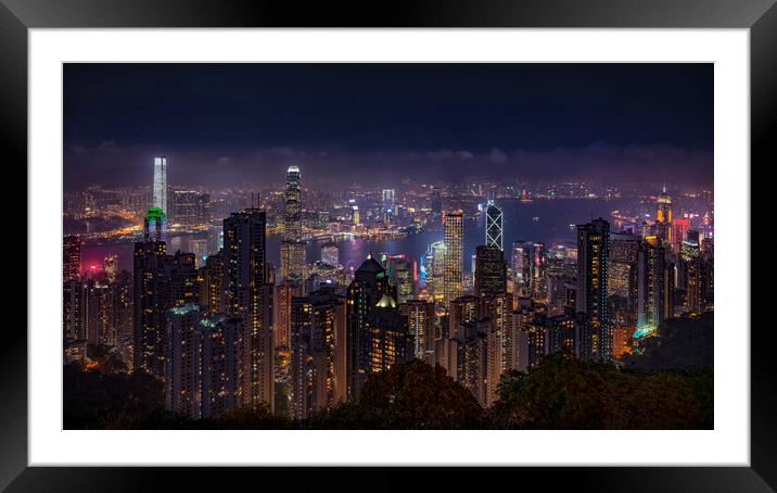 Hong Kong Peak Framed Mounted Print by Pascal Deckarm